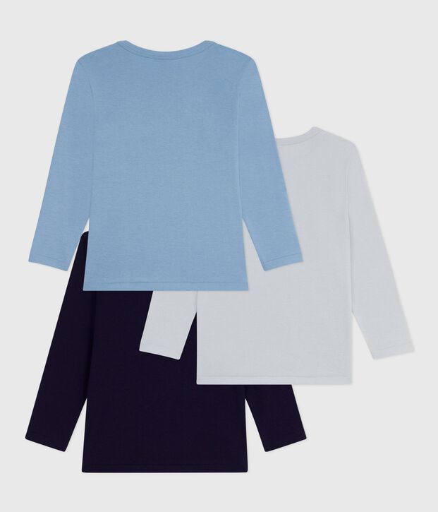 Pack of children's long-sleeved plain T-shirts multicolor