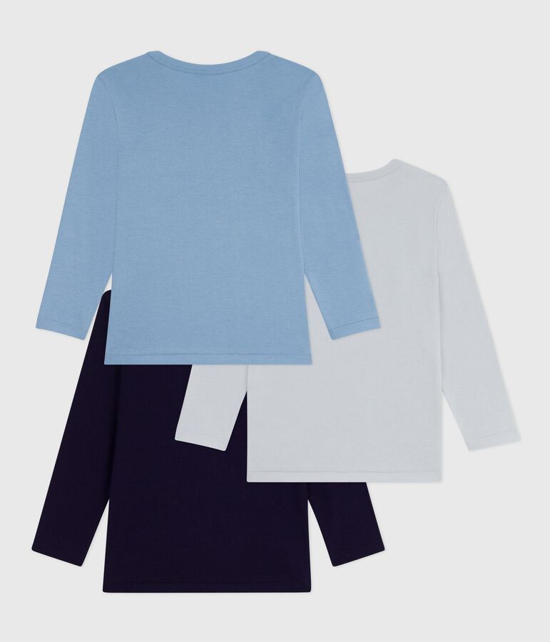 Pack of children's long-sleeved plain T-shirts multicolor