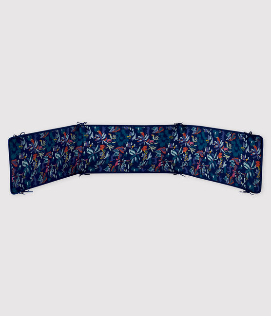 Babies' Jungle Print Ribbed Cot Bumper MEDIEVAL blue/MULTICO white