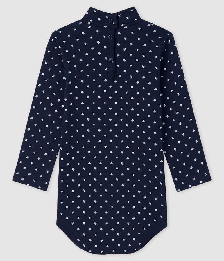 Baby boy's long-sleeved bodysuit blue/white
