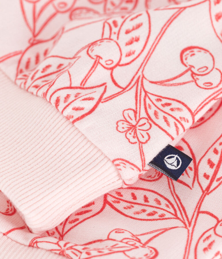 Babies' cotton sweatshirt with a pink cherry print FLEUR pink/SPI