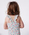 Babies' one-piece swimsuit with frills and a floral print. MARSHMALLOW white/MULTICO white