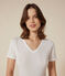 Women's iconic plain short-sleeved rib knit T-shirt ECUME white