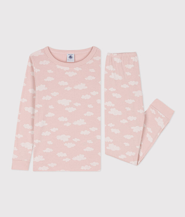 Girls' Snugfit Cotton Pyjamas pink/white