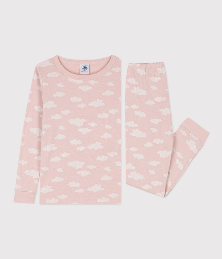 Girls' Snugfit Cotton Pyjamas pink/white