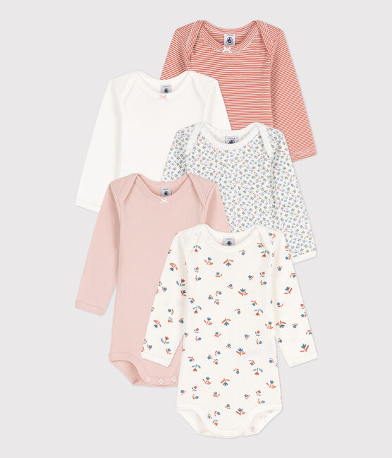 Babies' Floral Long-Sleeved Cotton Bodysuits - 5-Pack variante 1