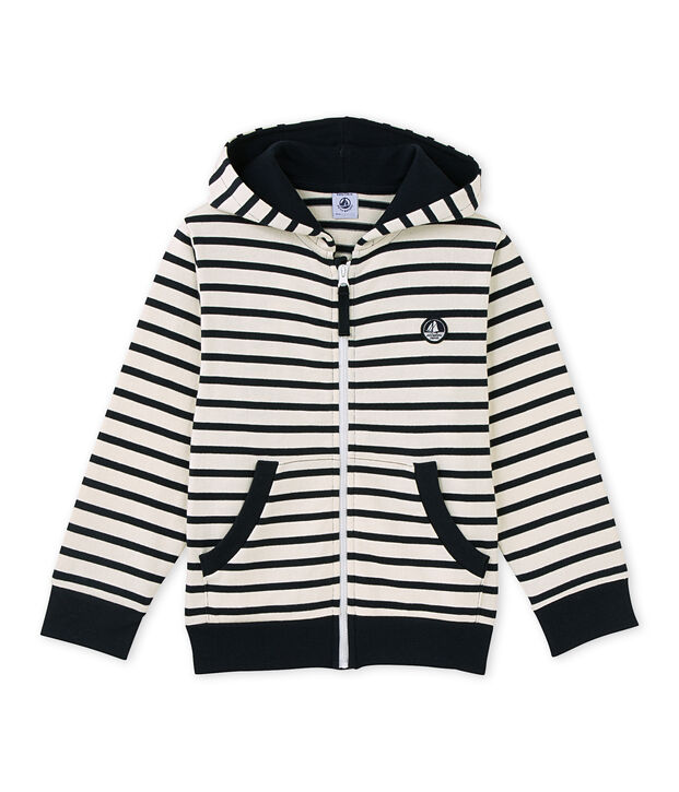 Sweat zipp&eacute; gar&ccedil;on en jersey lourd white/blue