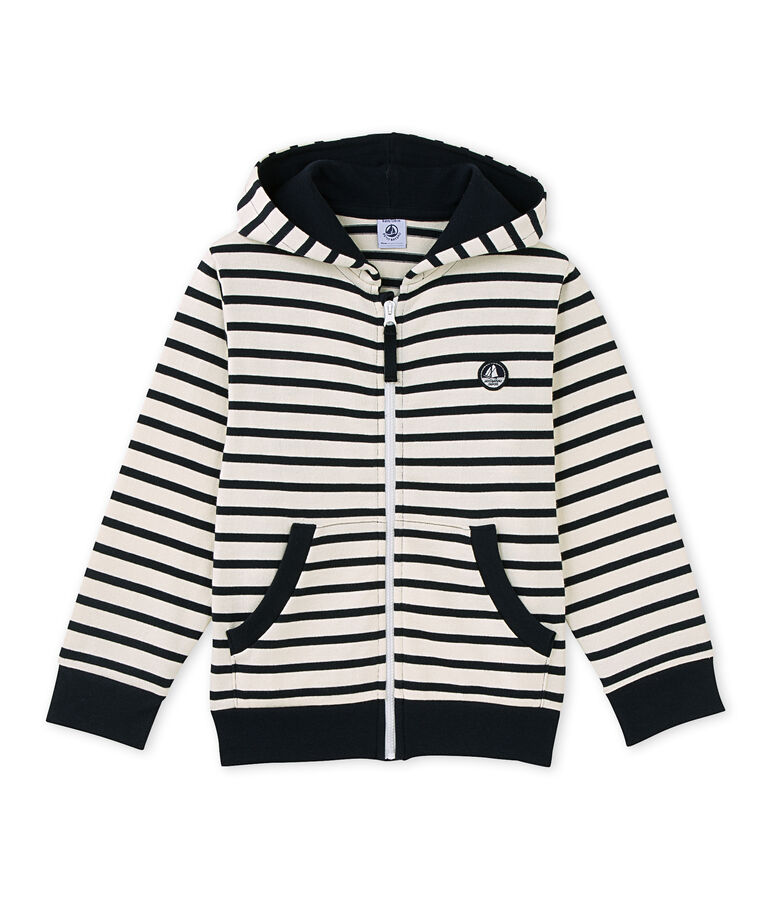 Sweat zipp&eacute; gar&ccedil;on en jersey lourd white/blue