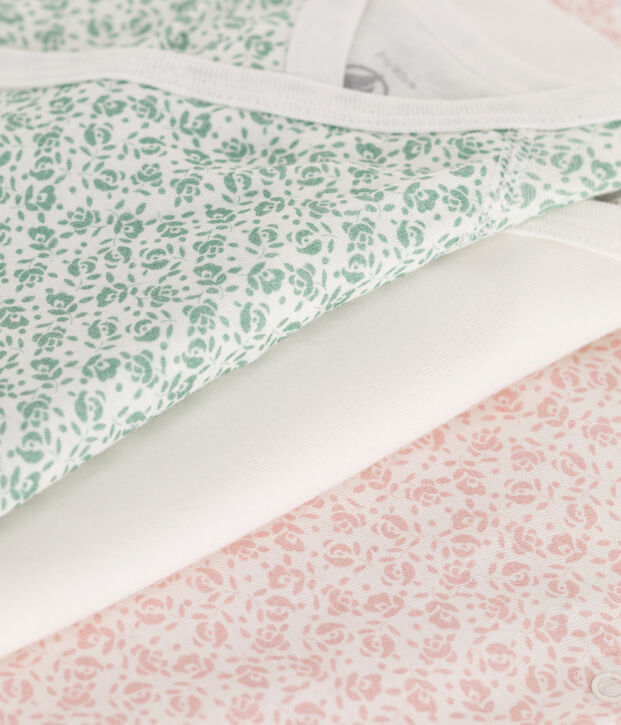 Babies' short-sleeved printed cotton wrapover bodysuits - 3-Pack multicolor