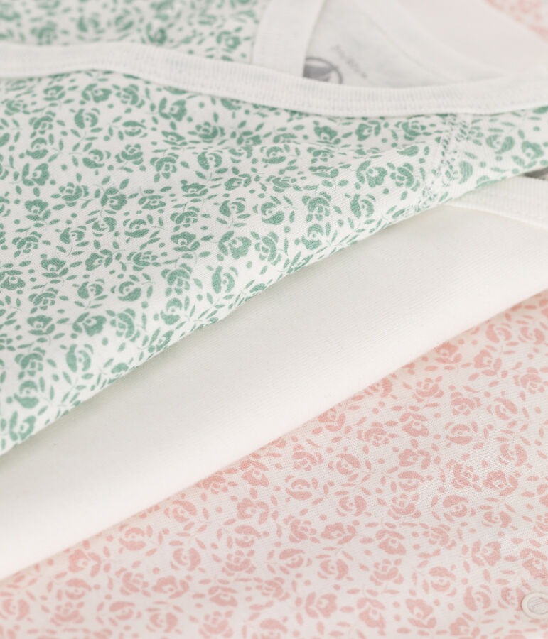 Babies' short-sleeved printed cotton wrapover bodysuits - 3-Pack multicolor