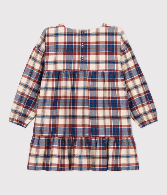 Girls' Long-Sleeved Checked Flannel Dress AVALANCHE white/MULTICO