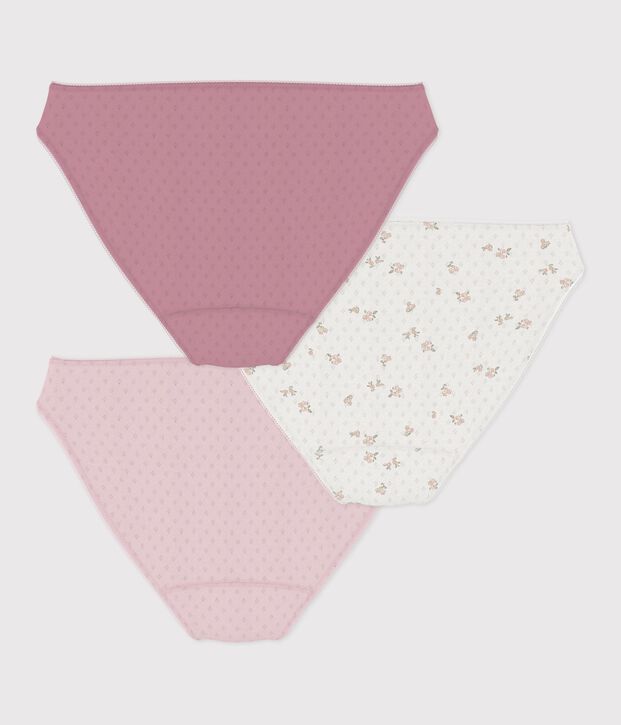 Pack of women's openwork cotton pants with a floral pattern multicolor