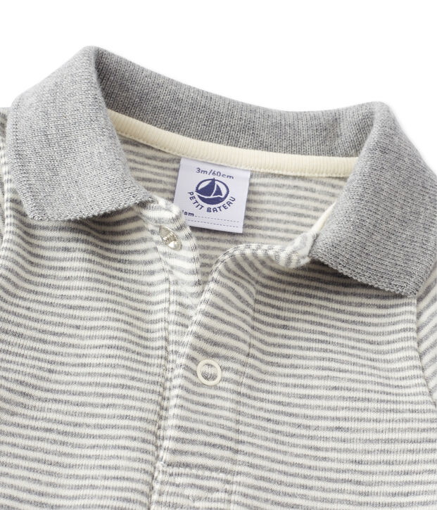 Baby boy's milleraies striped bodysuit grey/white