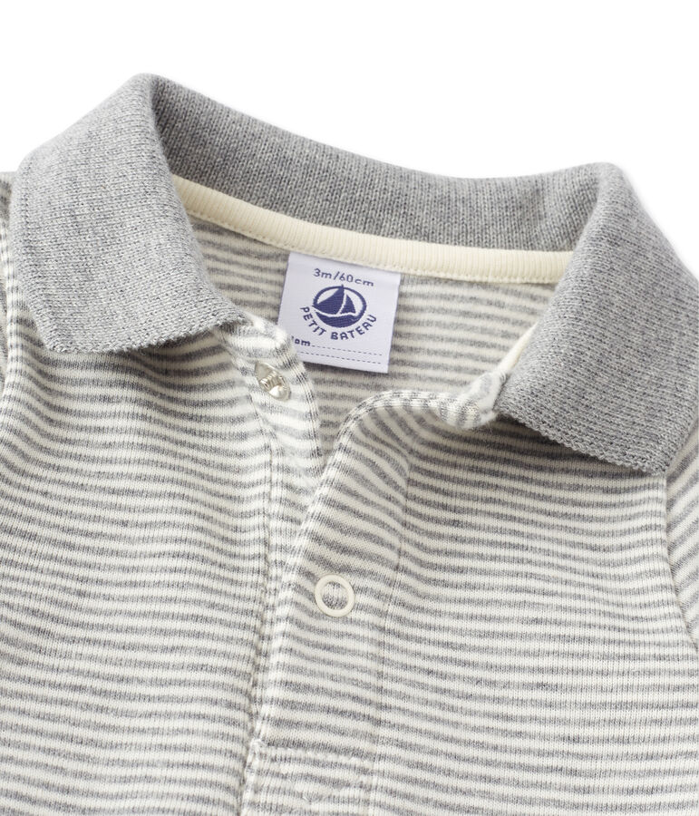 Baby boy's milleraies striped bodysuit SUBWAY grey/COQUILLE beige