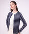 Women's stripy cotton cardigan blue/white