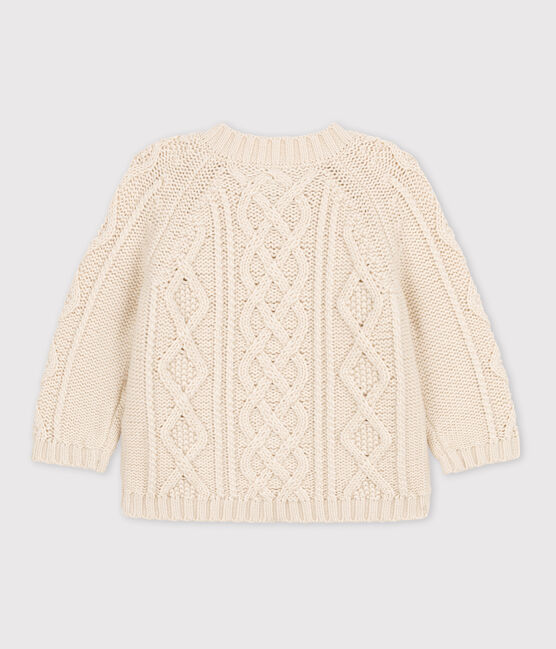Babies' Cable Knit Cotton Pullover AVALANCHE Ecru