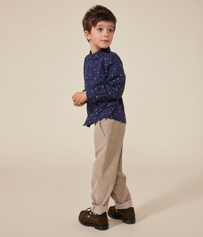 Boys' straight-fit corduroy trousers beige