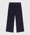 Girls' wide-leg fine velour trousers SMOKING blue
