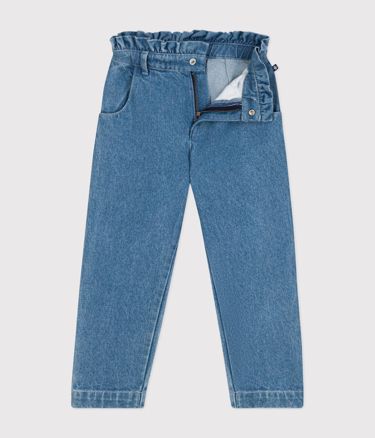 Girls' straight denim trousers blue
