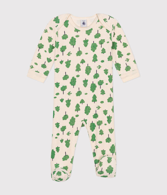 Babies' tree print brushed terry towelling pyjamas AVALANCHE white/MULTICO