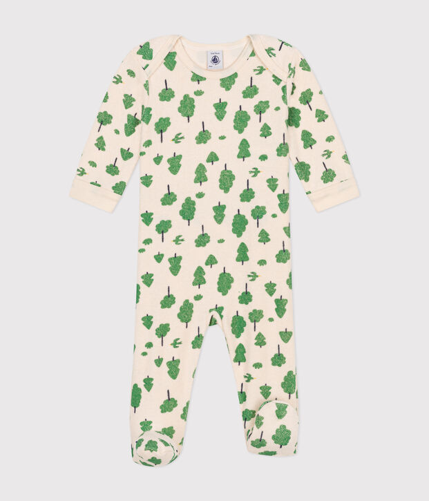 Babies' tree print brushed terry towelling pyjamas Ecru/multicolor