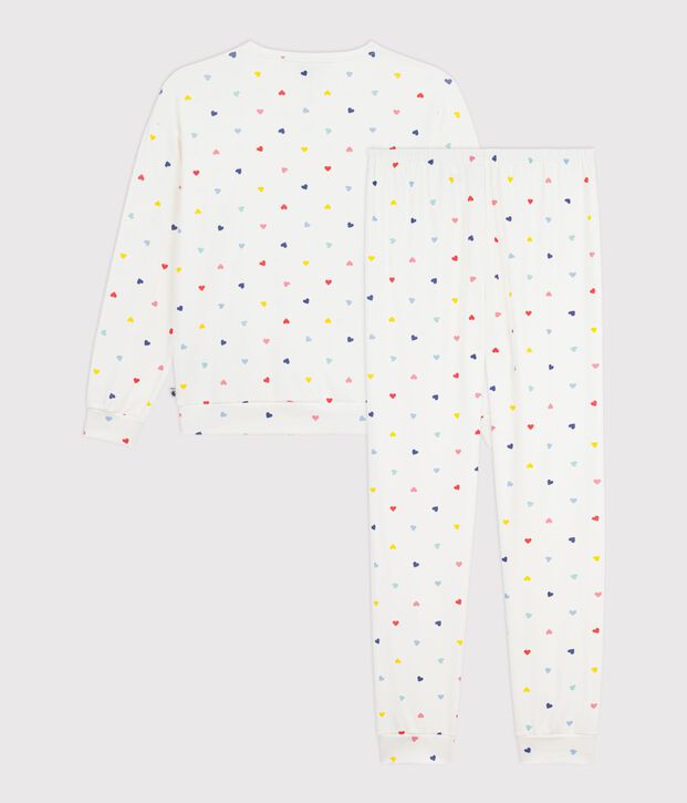 Women's heart print cotton and elastane pyjamas white/multicolor