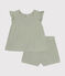 Babies' Cotton Gauze Blouse and Shorts Set HERBIER green