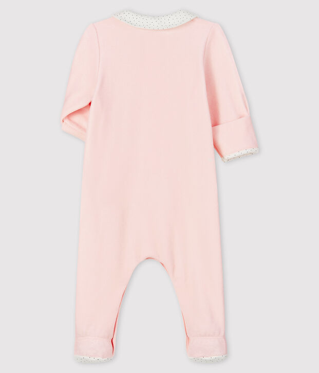 Baby Girls' Pink Velour Sleepsuit with Collar FLEUR