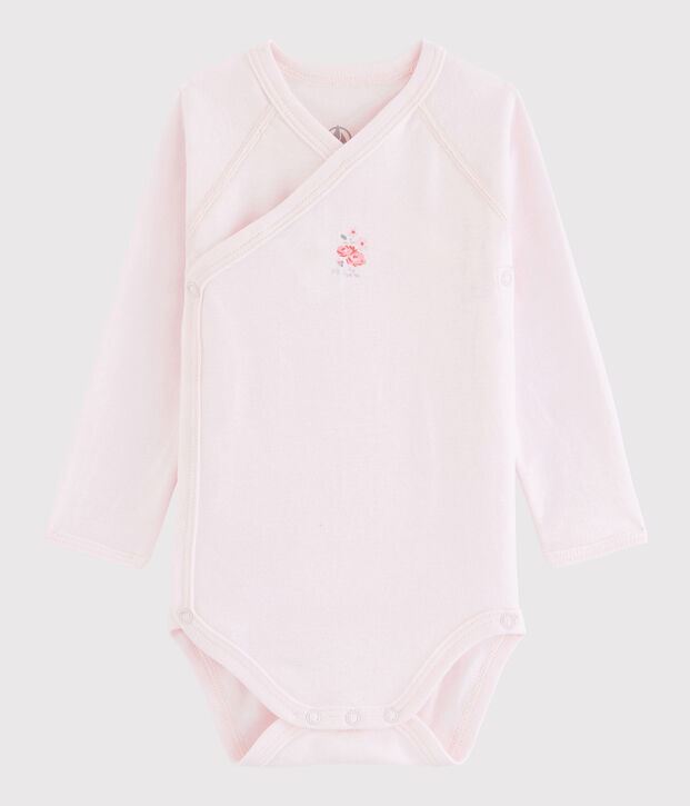 Baby Girls' Long-Sleeved Wrapover Bodysuit pink