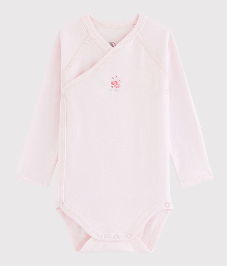 Baby Girls' Long-Sleeved Wrapover Bodysuit pink
