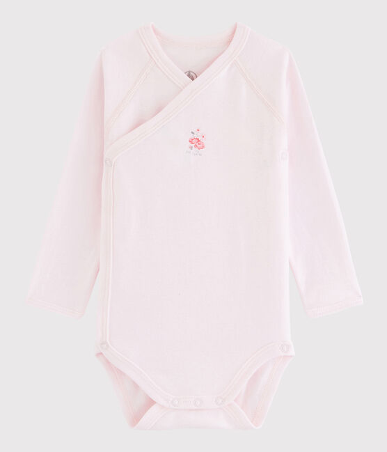 Baby Girls' Long-Sleeved Wrapover Bodysuit VIENNE pink