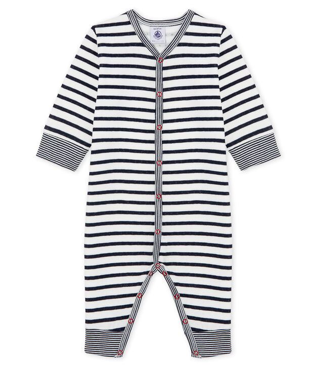 Baby Boys' Footless Tube Knit Sleepsuit white/blue