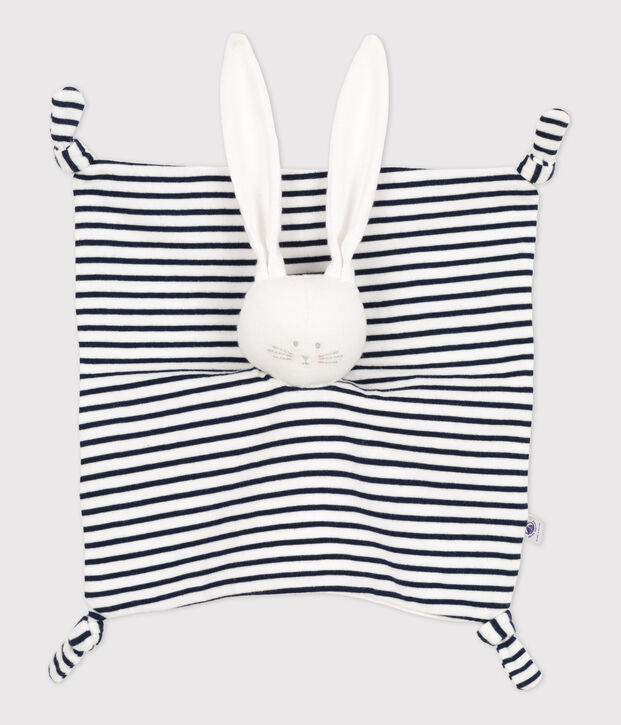 Organic cotton baby bunny sailor comforter white/blue