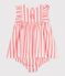 Babies' sleeveless cotton dress with stripy bloomers pink/white
