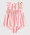 Babies' sleeveless cotton dress with stripy bloomers pink/white