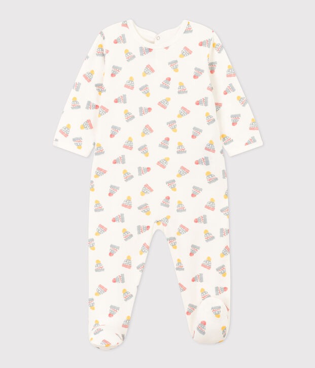 Babies' Bonnet Patterned Fleece Pyjamas white/multicolor