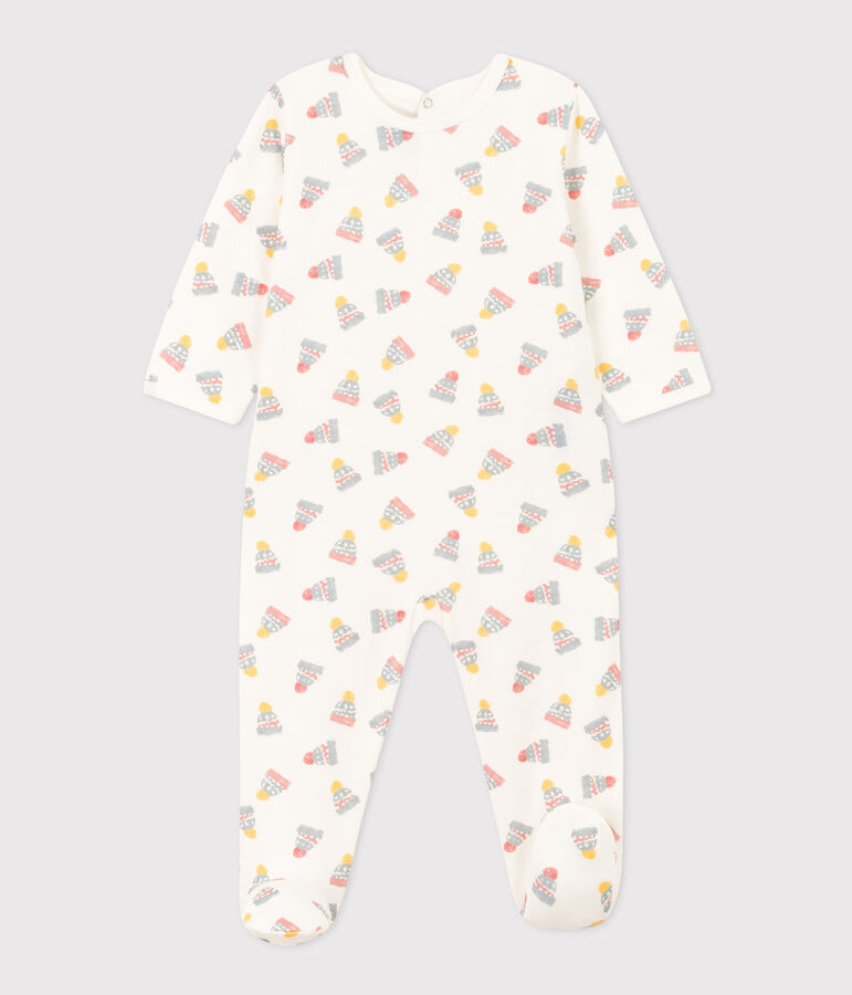 Babies' Bonnet Patterned Fleece Pyjamas white/multicolor