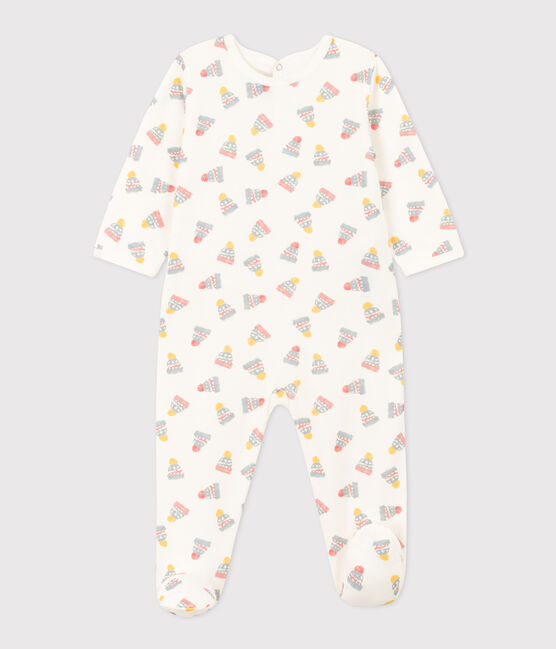 Babies' Bonnet Patterned Fleece Pyjamas MARSHMALLOW white/MULTICO white