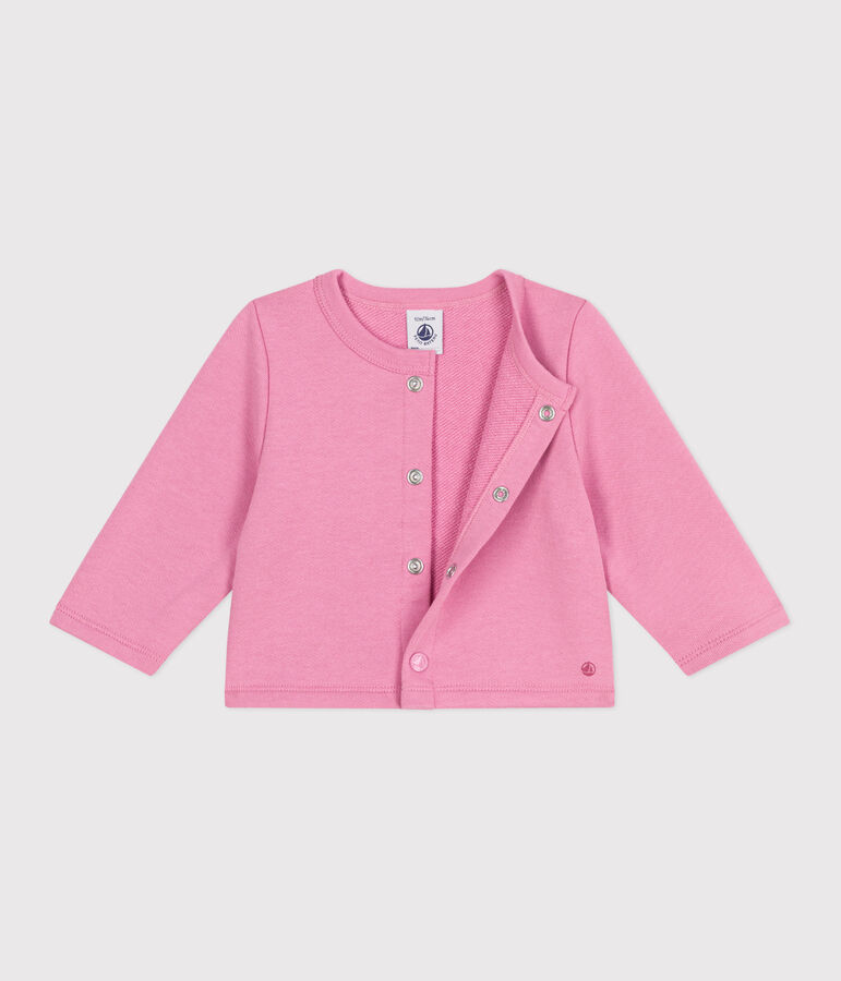 Babies' plain cotton cardigan BOUDOIR pink