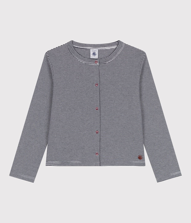 Children's stripy cotton cardigan blue/white