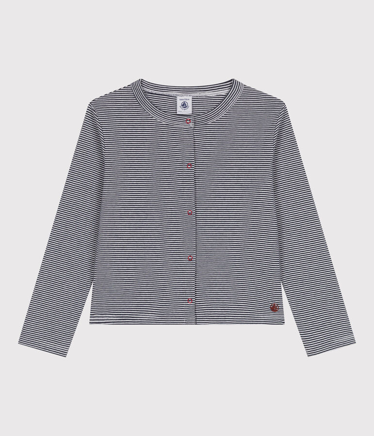 Children's stripy cotton cardigan blue/white