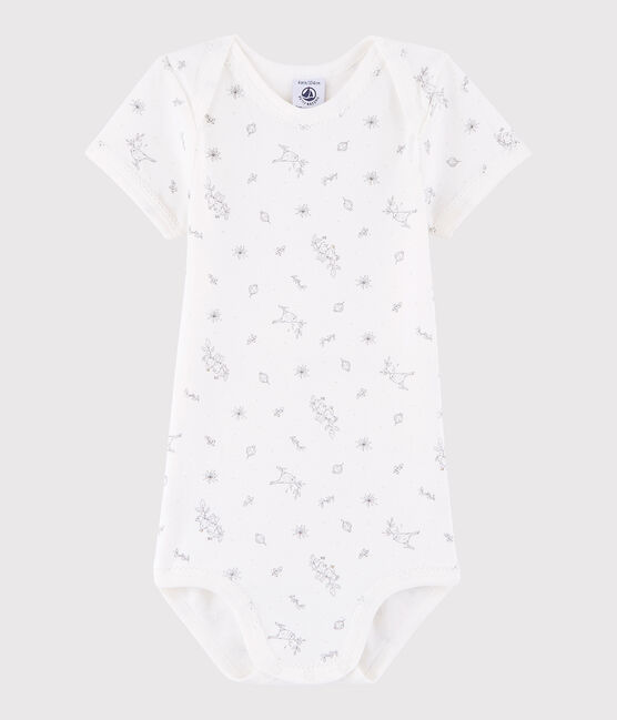 Baby Girls' Short-Sleeved Bodysuit MARSHMALLOW white/MULTICO white