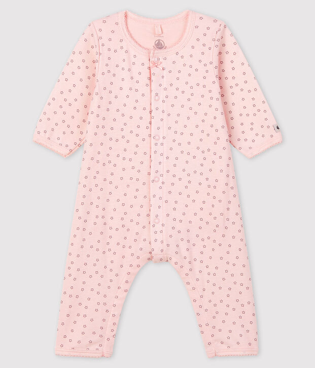 Baby Girls' Pink Starry Footless Ribbed Bodyjama pink/grey