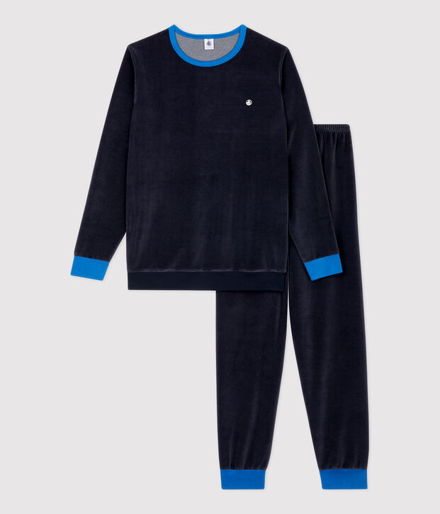 Boys' Navy Blue Velour Pyjamas SMOKING