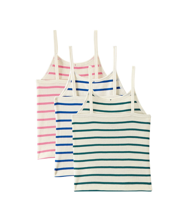 Set of 3 strap vest tops girl . white