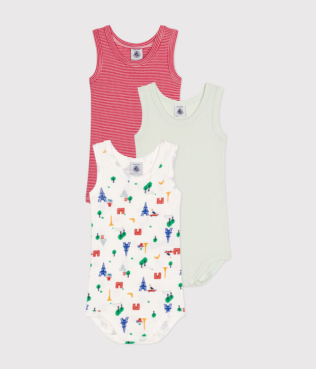 Babies' Sleeveless Cotton Bodysuits - 3-Pack multicolor