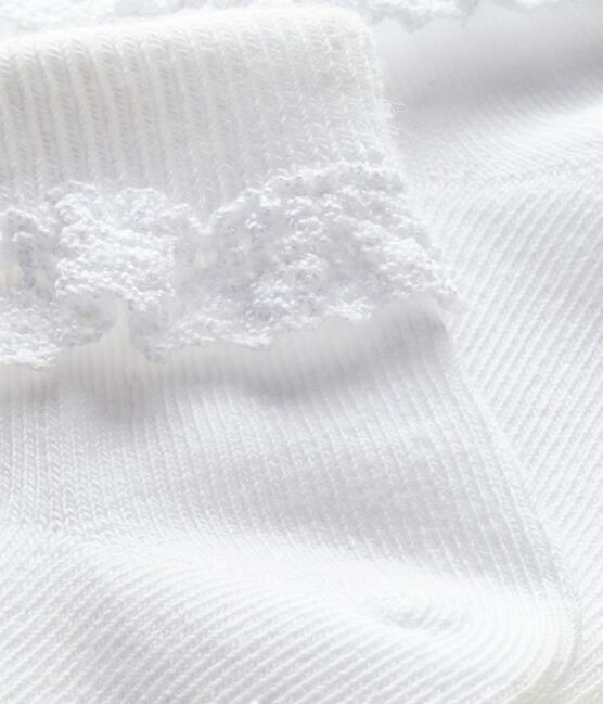 Girls' lace-trimmed socks ECUME white