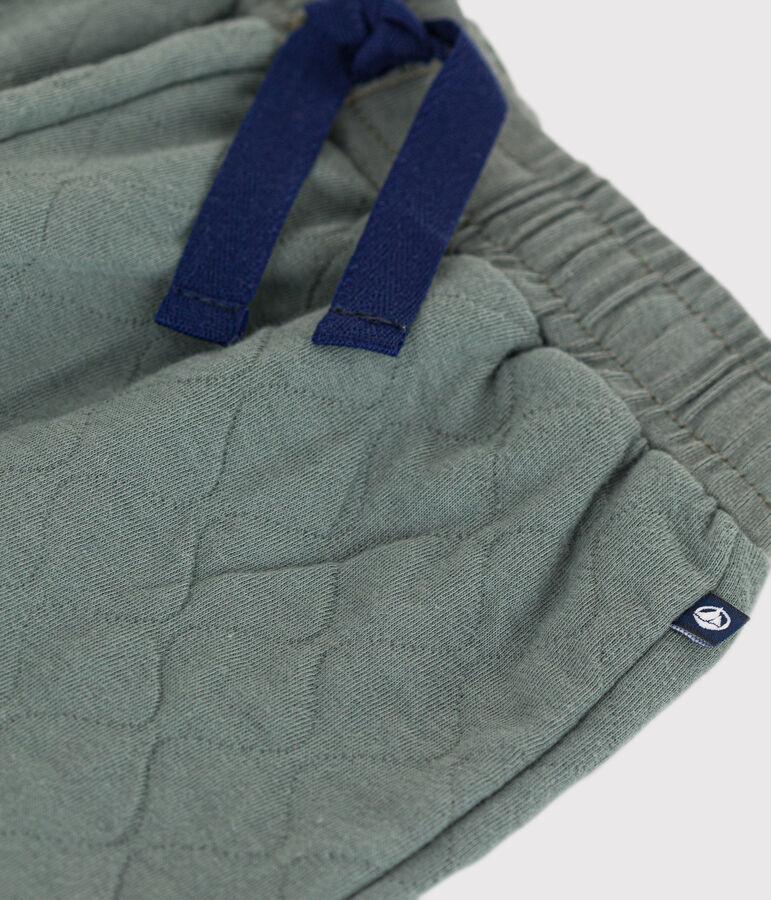 Boys' quilted tube knit trousers green