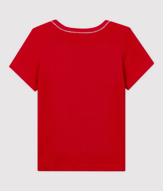 Girls' Short-Sleeved Cotton T-Shirt red