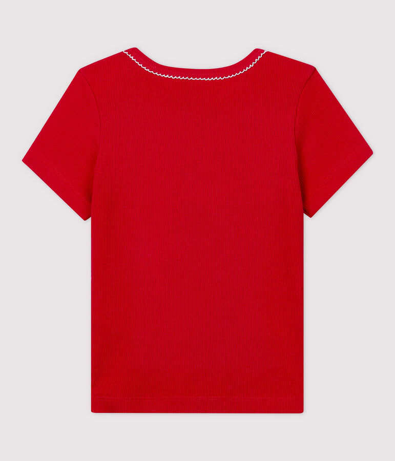 Girls' Short-Sleeved Cotton T-Shirt TERKUIT red
